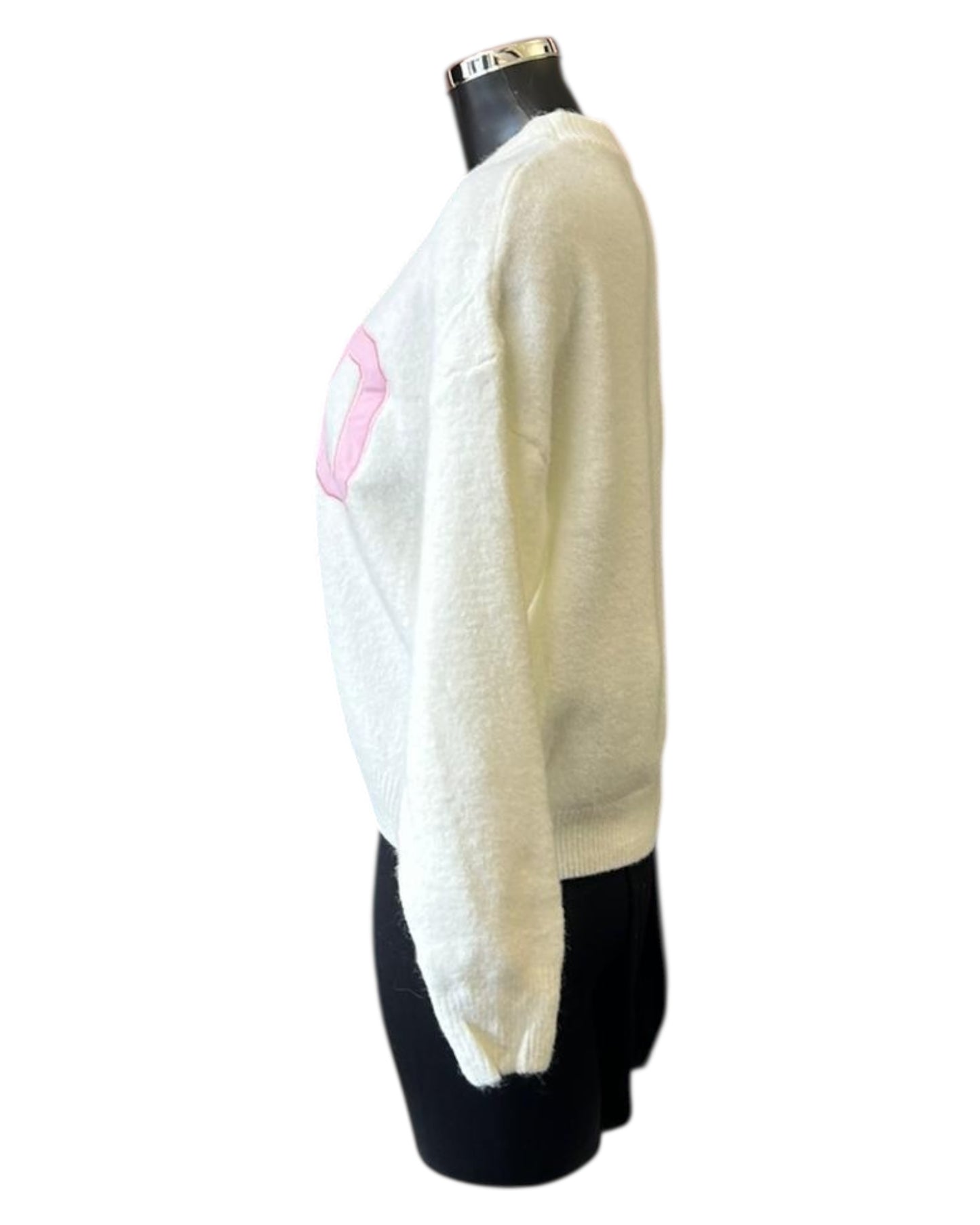 Soho slogan jumper in cream/pink