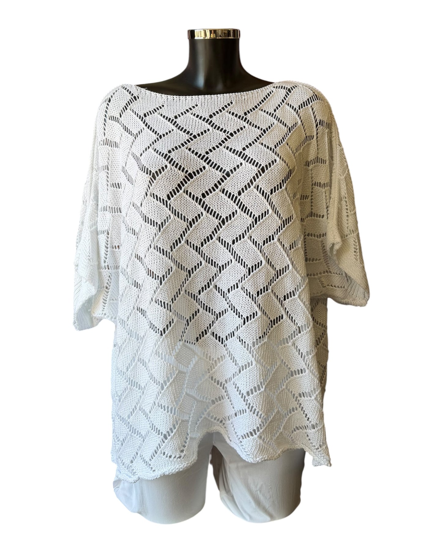 Michelle diamond knit relaxed fit jumper - White