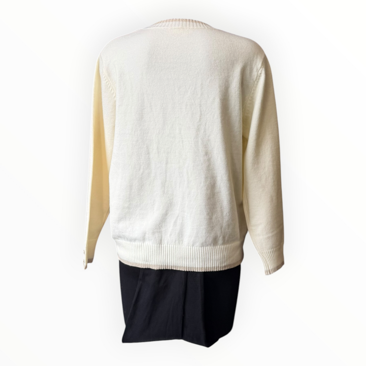 Morag round neck contrast trim jumper - Beige