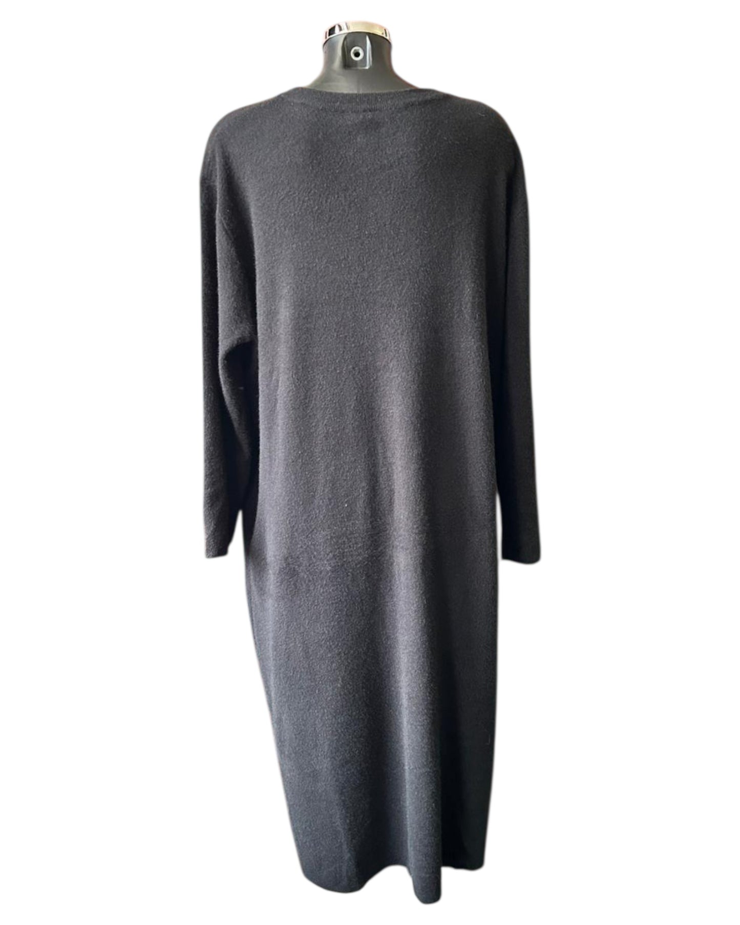 Milano flower range premium knit big flower appliqué dress - Black