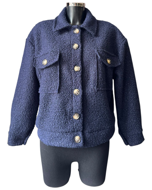 Gina boucle bomber jacket - Navy