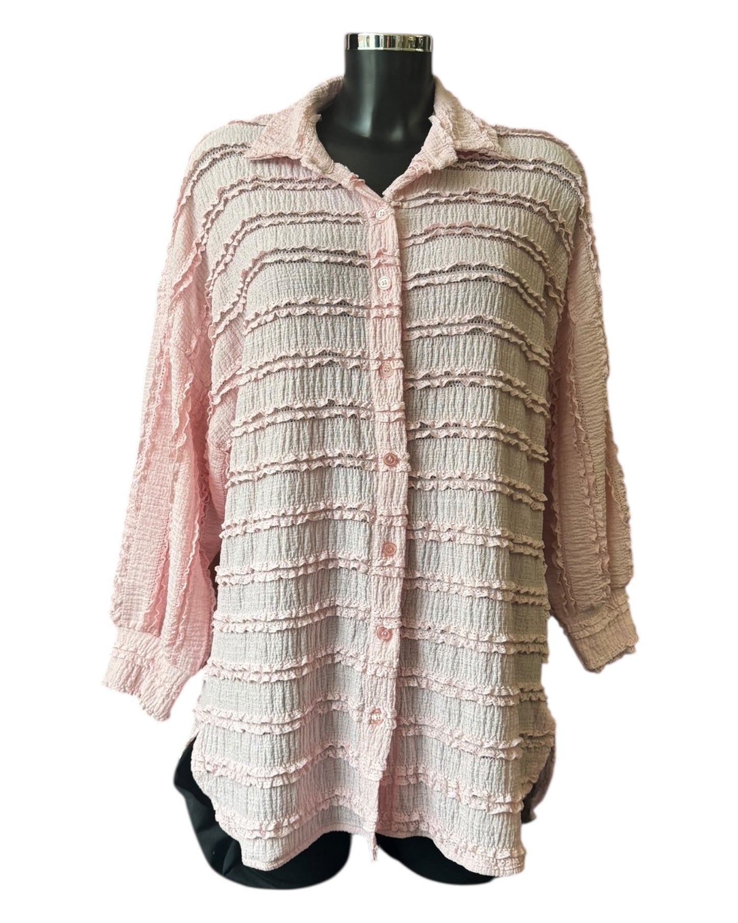 Tessa textured stripe shirt - Pink