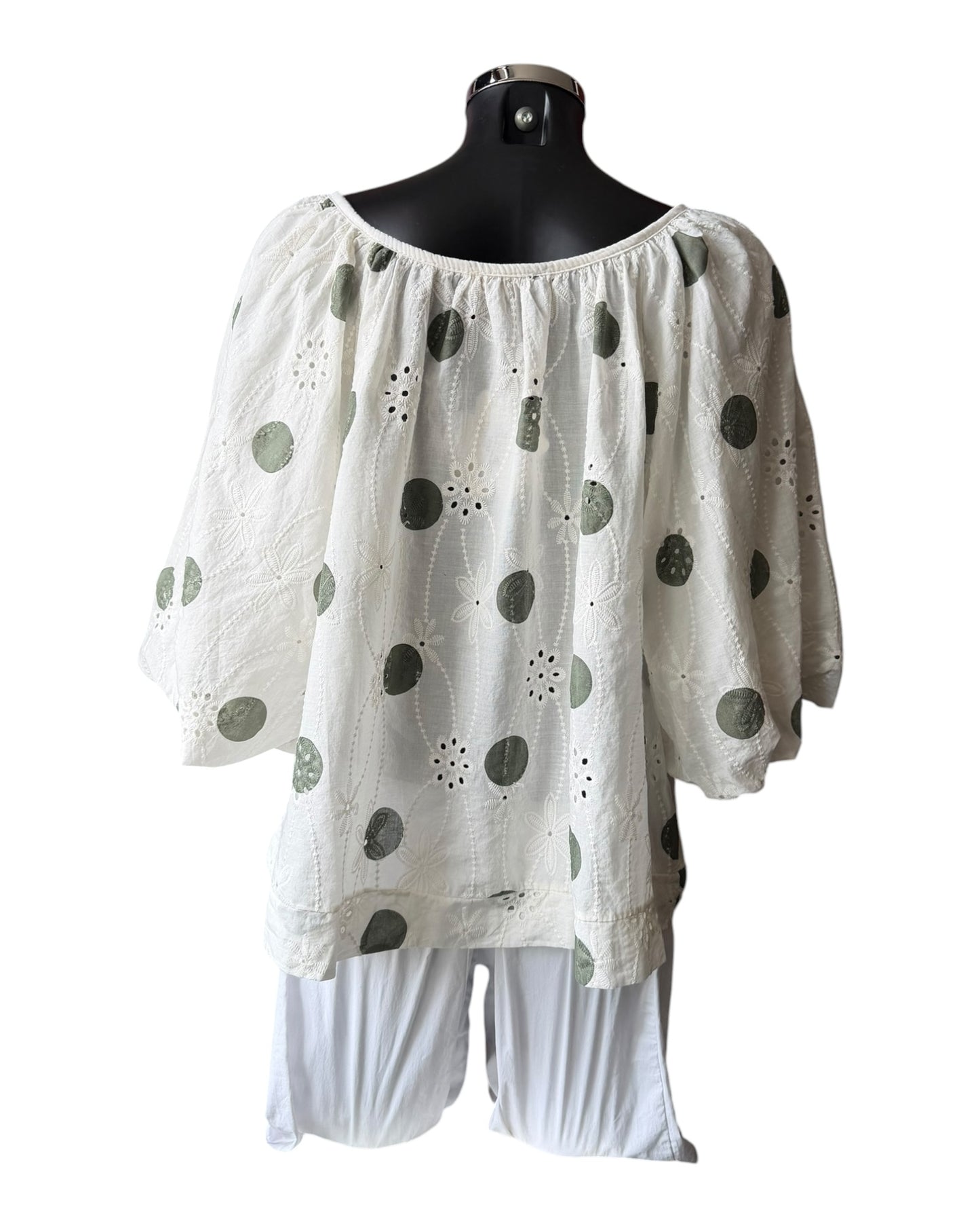 Imogen broderie spot top - Khaki