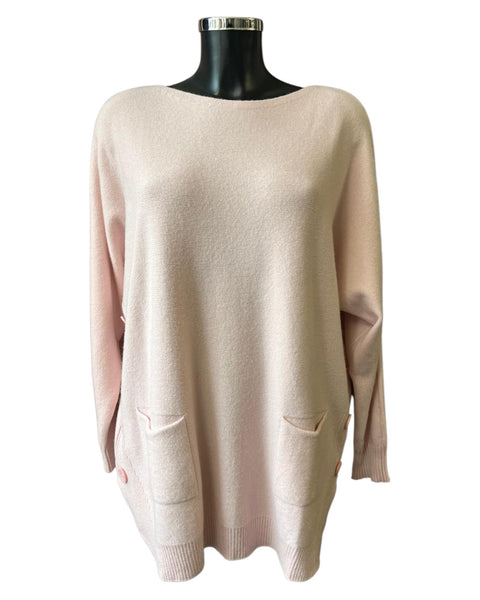 Connie pocket button side jumper - Pink