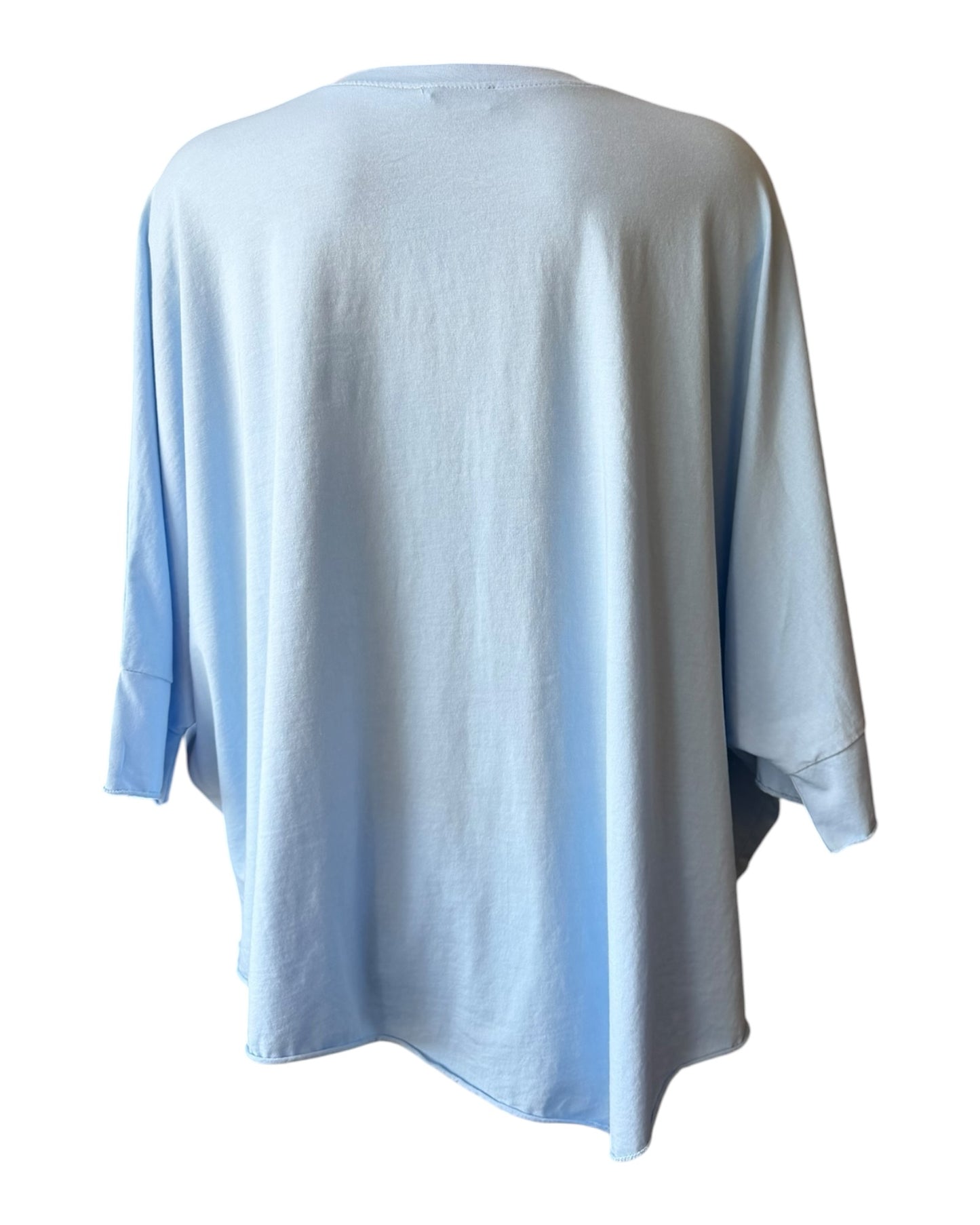 Alexis applique flower batwing top - Blue