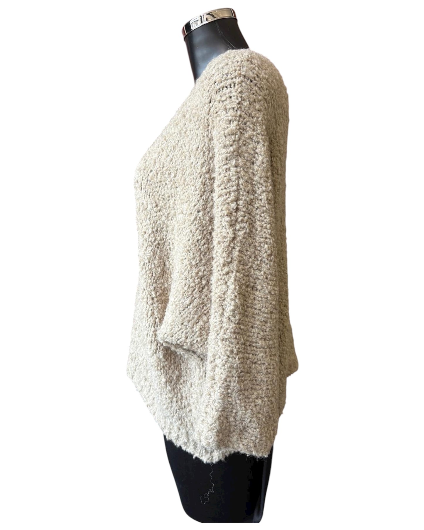 Harper slouchy boucle knit short jumper - beige
