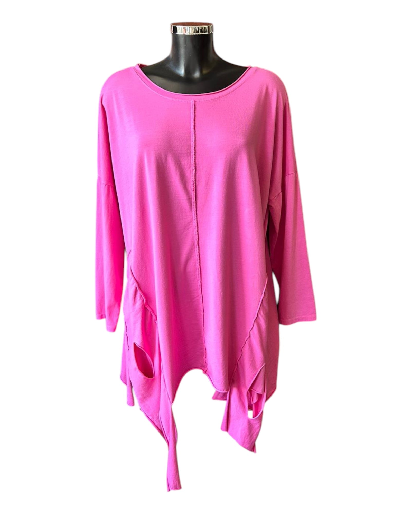 Riley dip sides sweatshirt top - Cerise