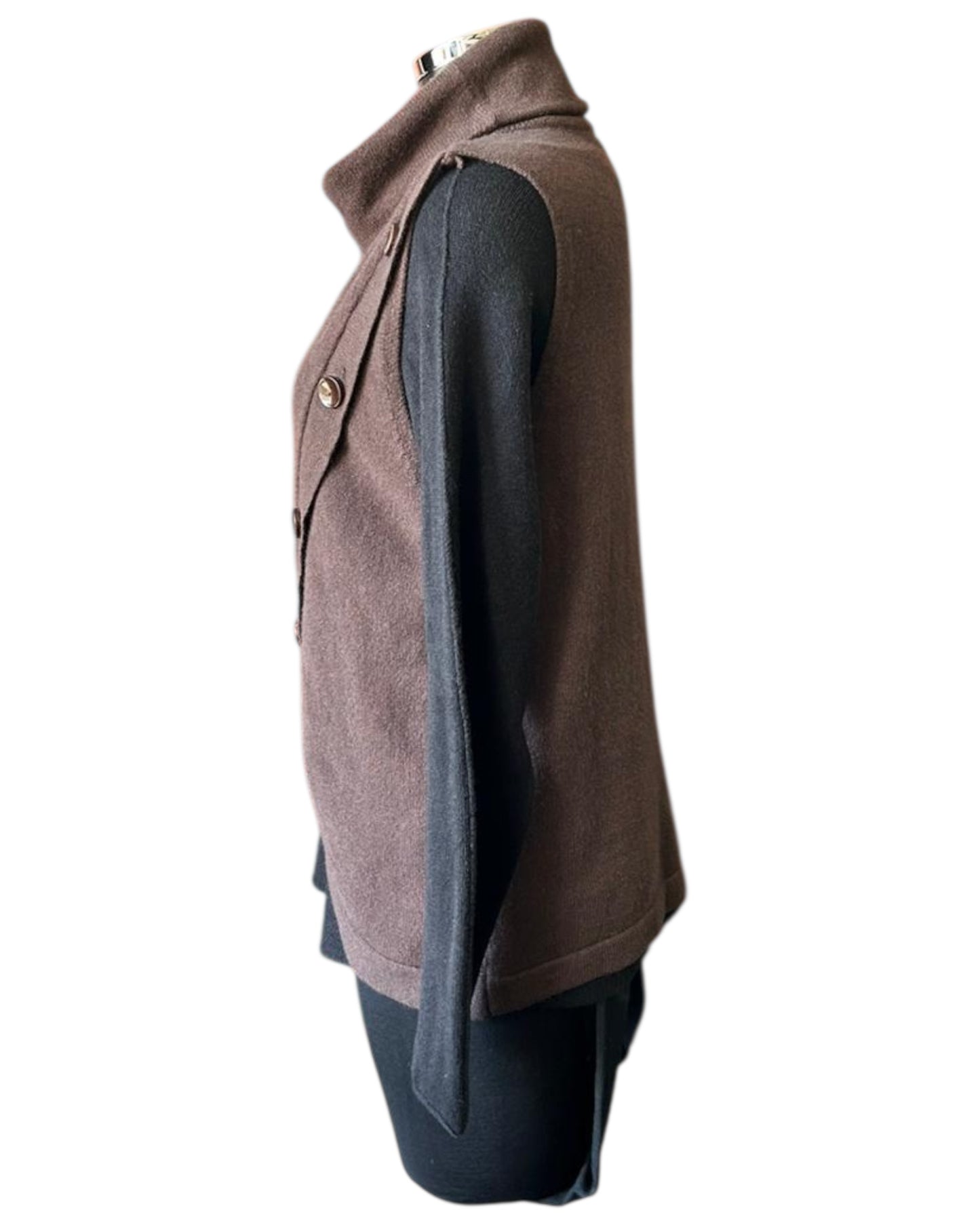 Tilly cowl neck wrap waistcoat top - chocolate
