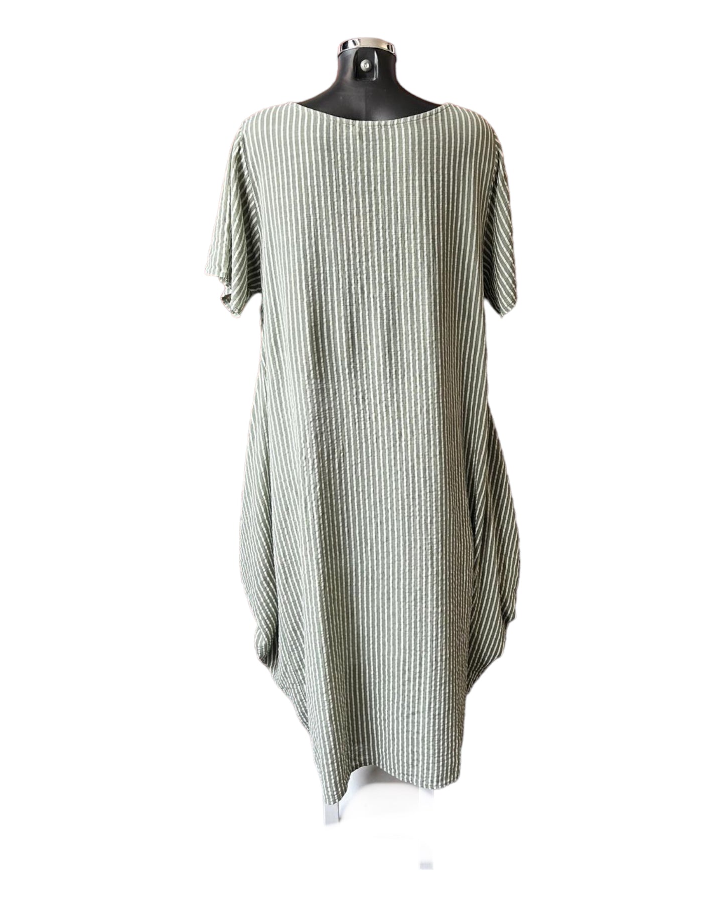 Bonnie striped long cotton dress - Khaki