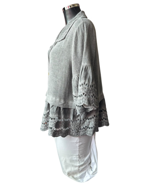 Casey range anglaise trim shirt - Grey
