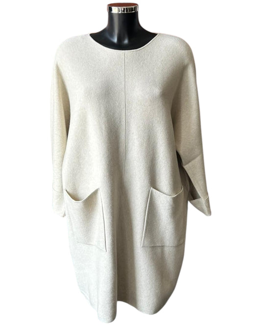 Leah premium knit tunic dress - Beige
