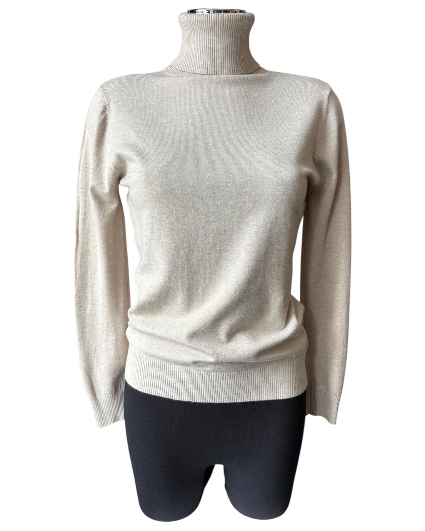 Zara fine knit polo neck - Beige