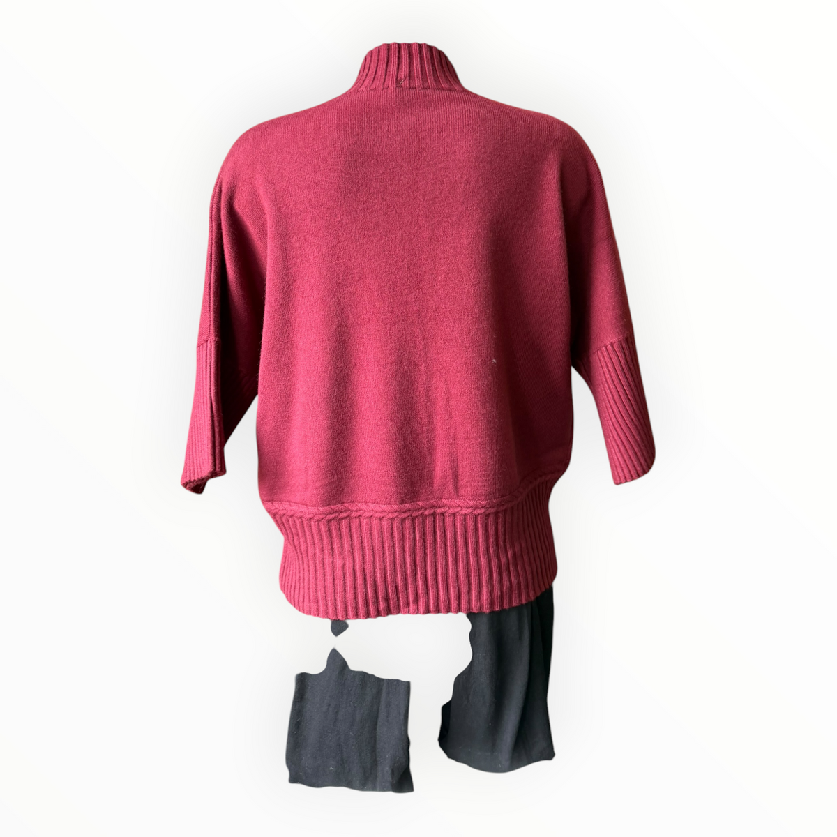 Abigail ribbed neck, hem & cuffs jumper - Wine