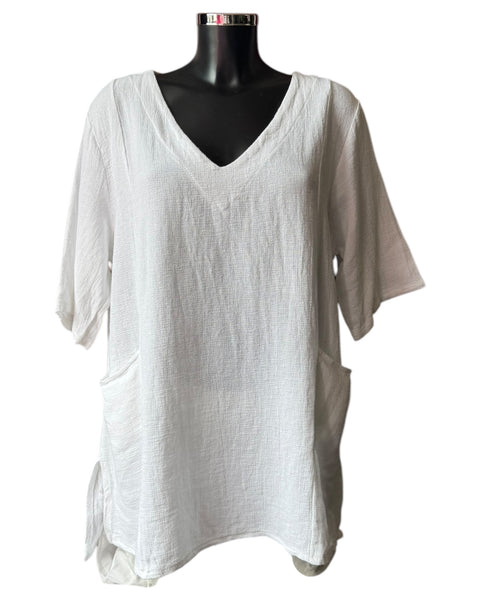 Casey range 2 pockets top - White