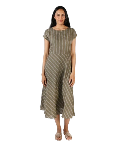 Foil high life dress in bay leaf linear