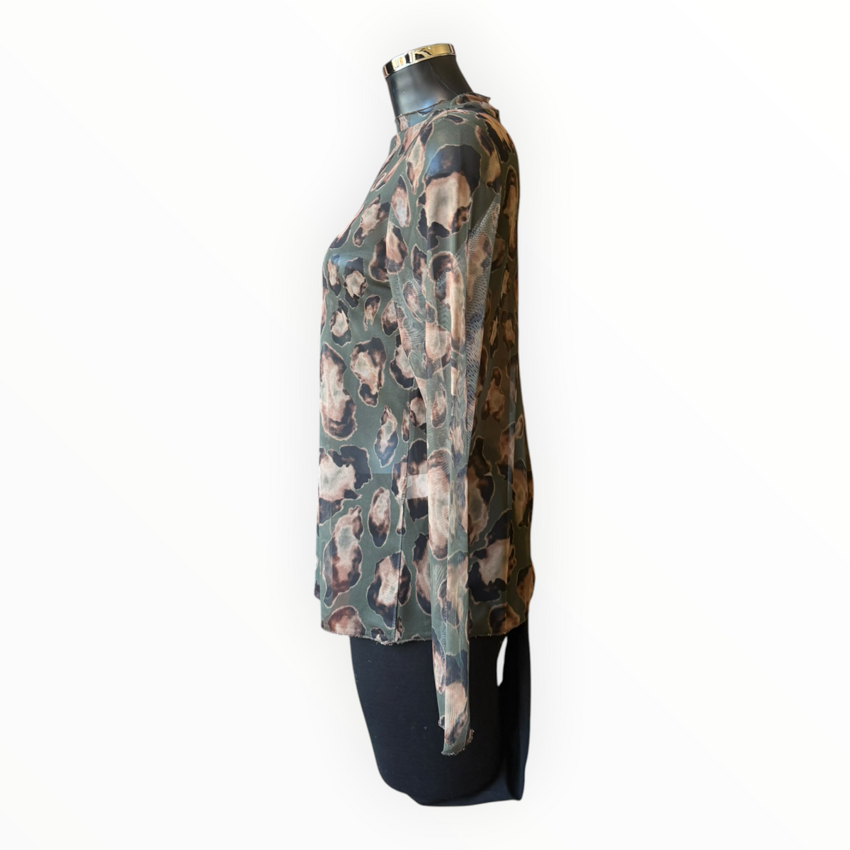 Mandy mesh top - animal khaki