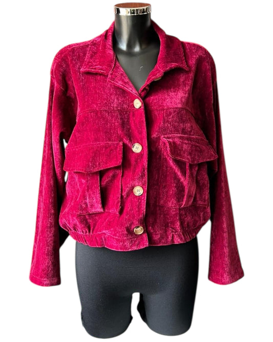 Roxy velvet feel bomber jacket - Bordeaux