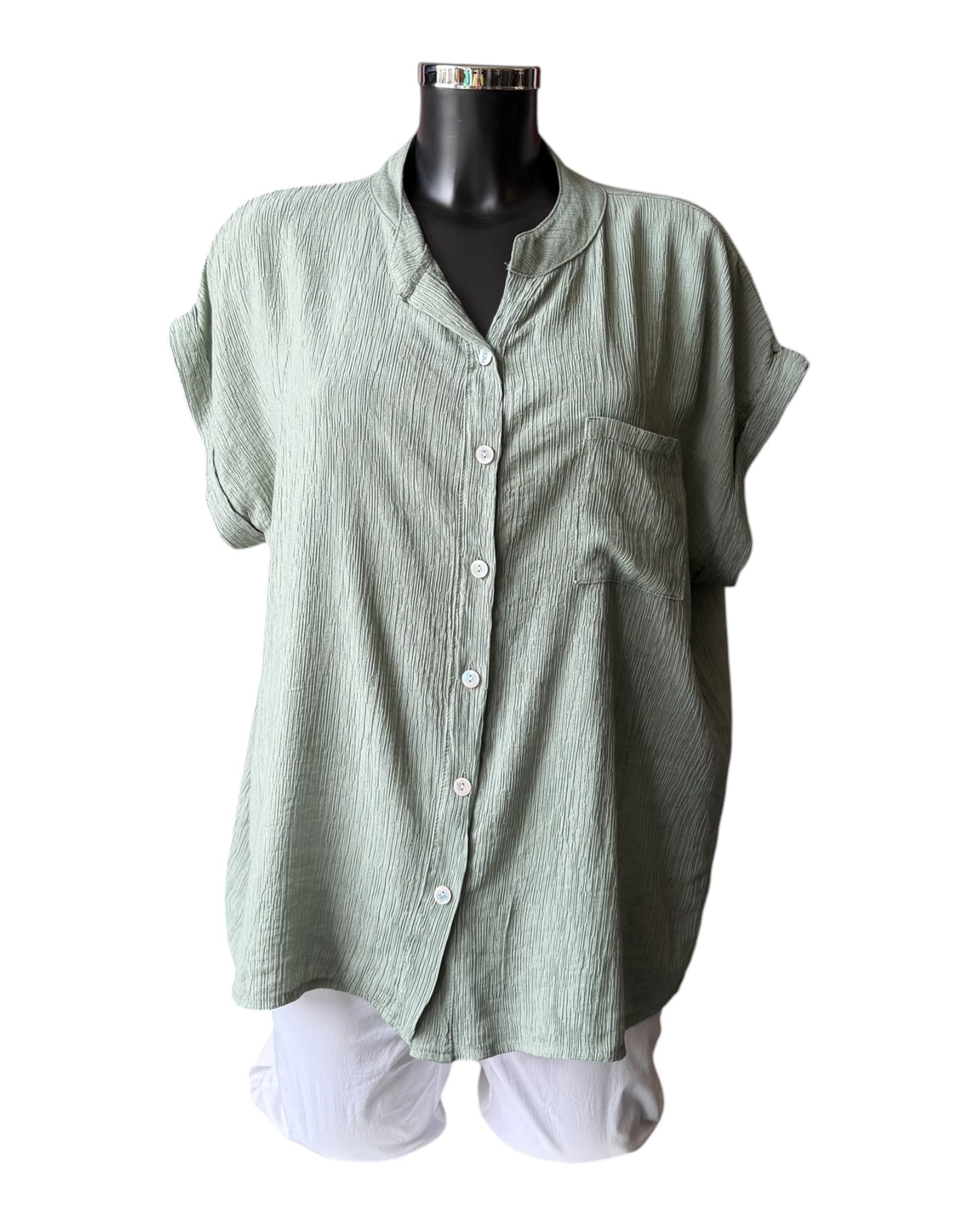 Milly range grandad neck shirt - Khaki