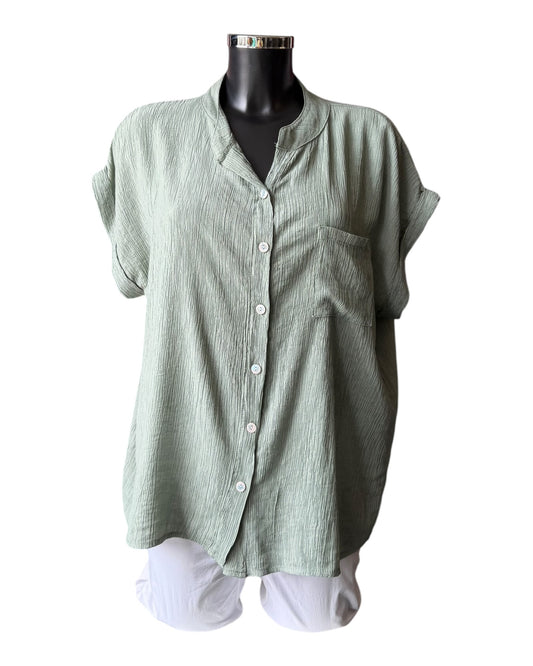 Milly range grandad neck shirt - Khaki