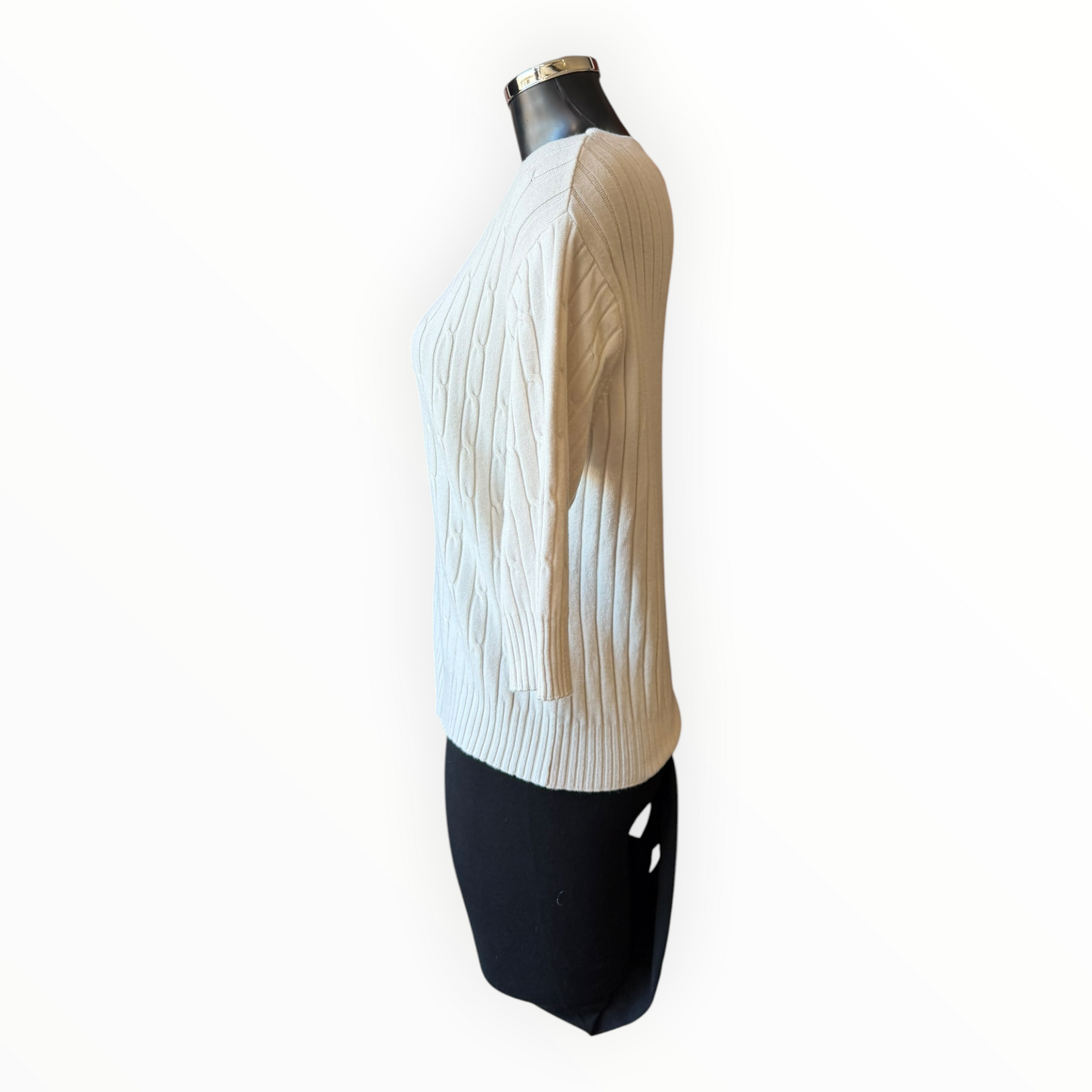 Tabby cable knit half sleeve jumper - Cream