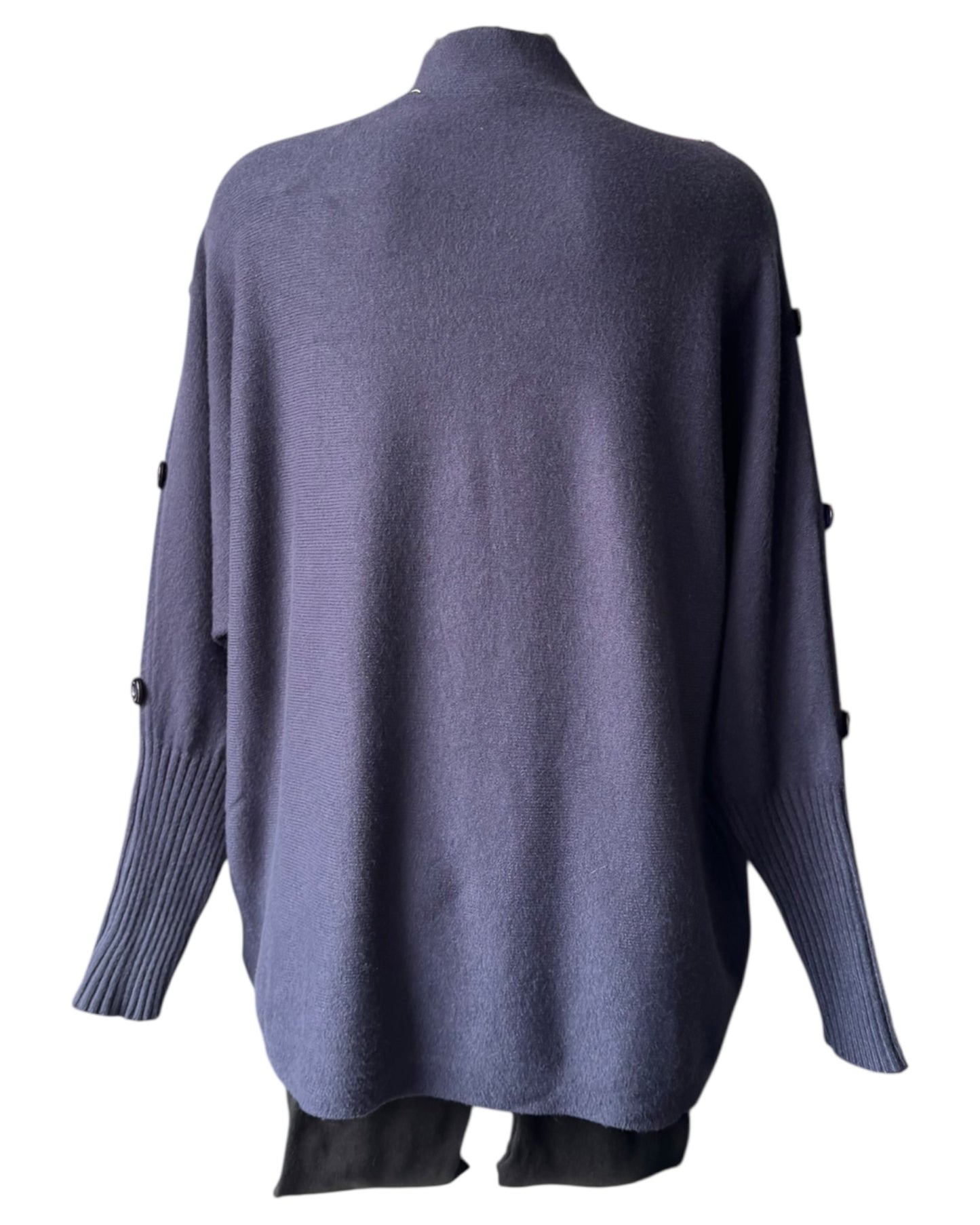 Elsie high neck button shoulder jumper - Navy