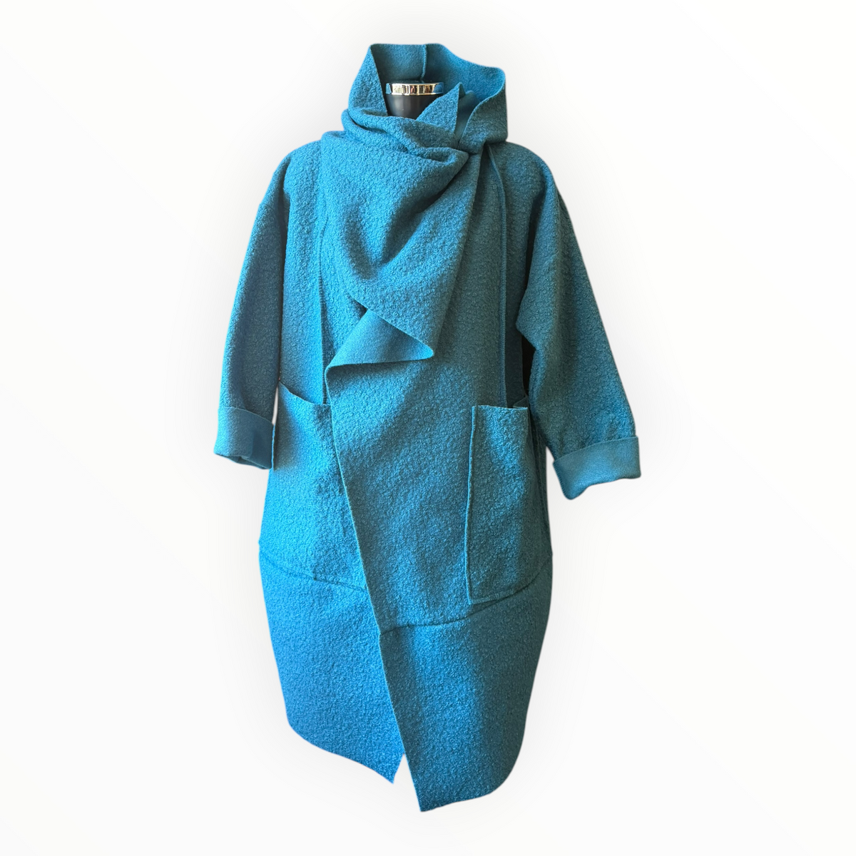 Delilah boucle high neck coatigan - Teal