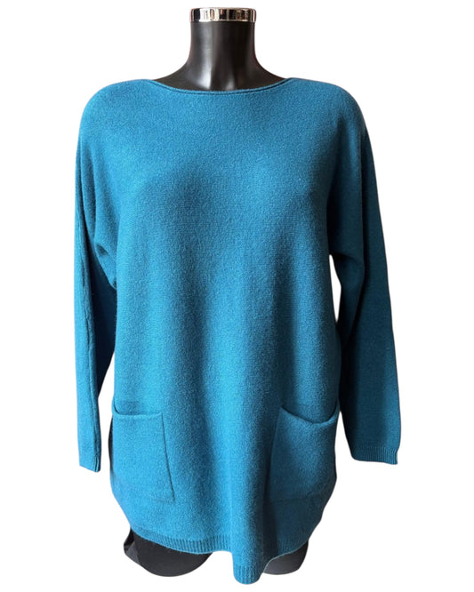 Belinda bow back pocket jumper - Teal