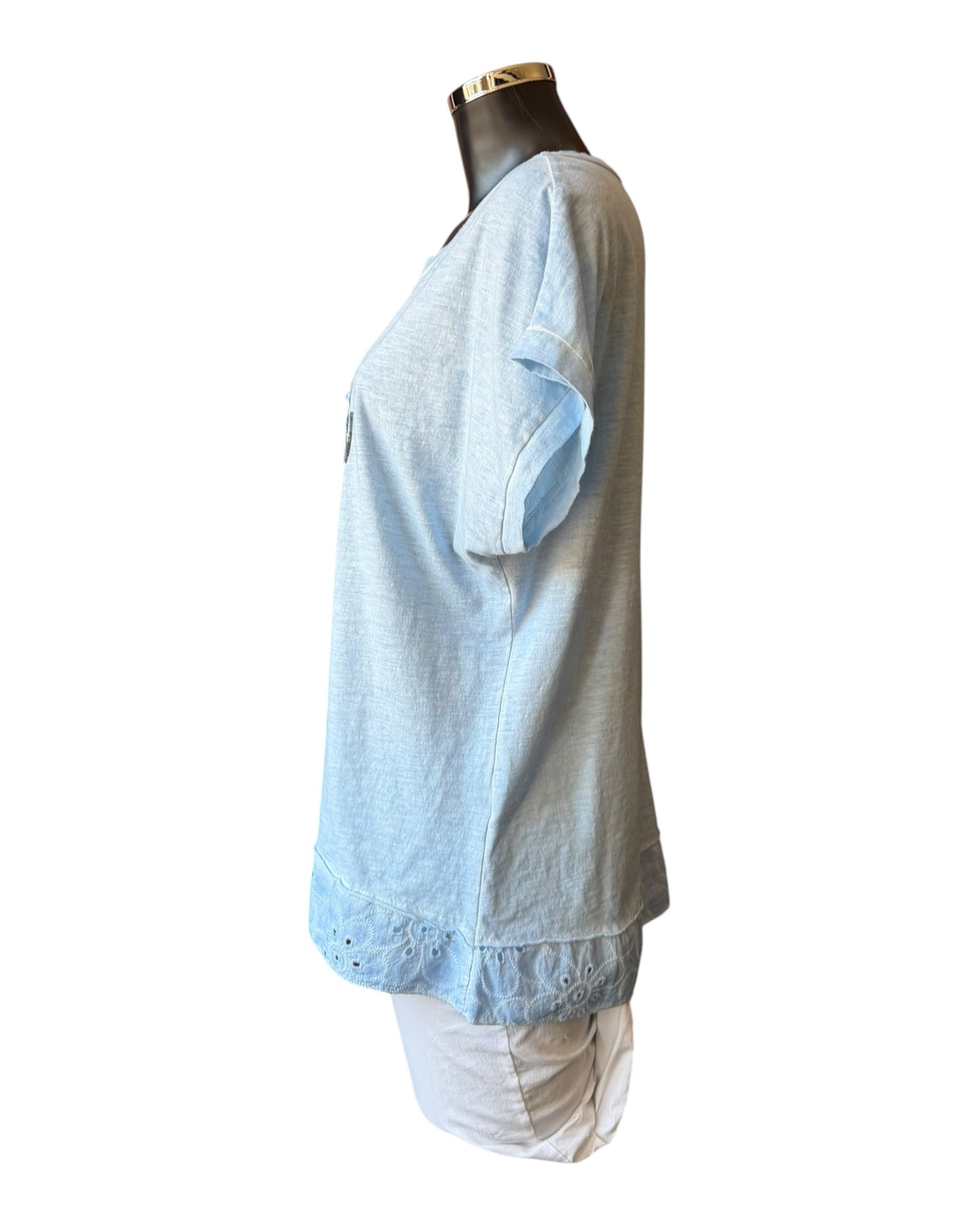 Olivia foil t-shirt heart  - Blue