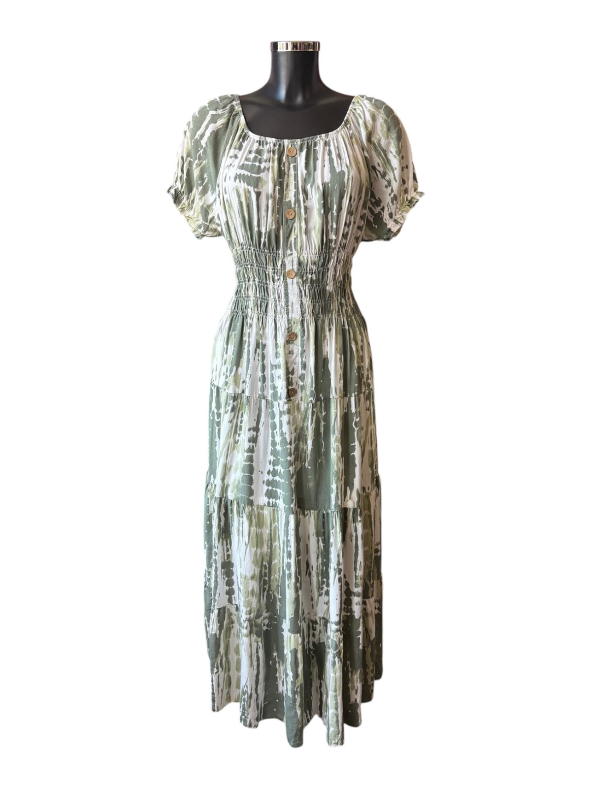 Molly Bardot midi tiered dress - Taupe pattern