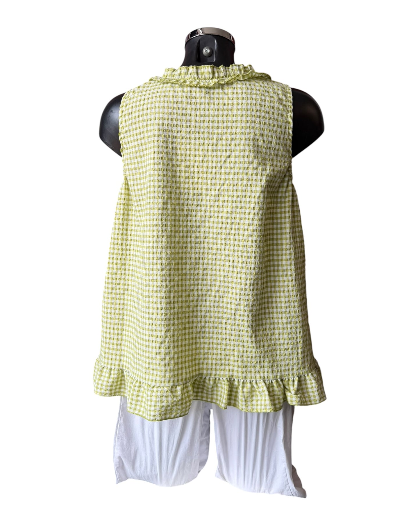 Gia gingham check sleeveless top - Lime