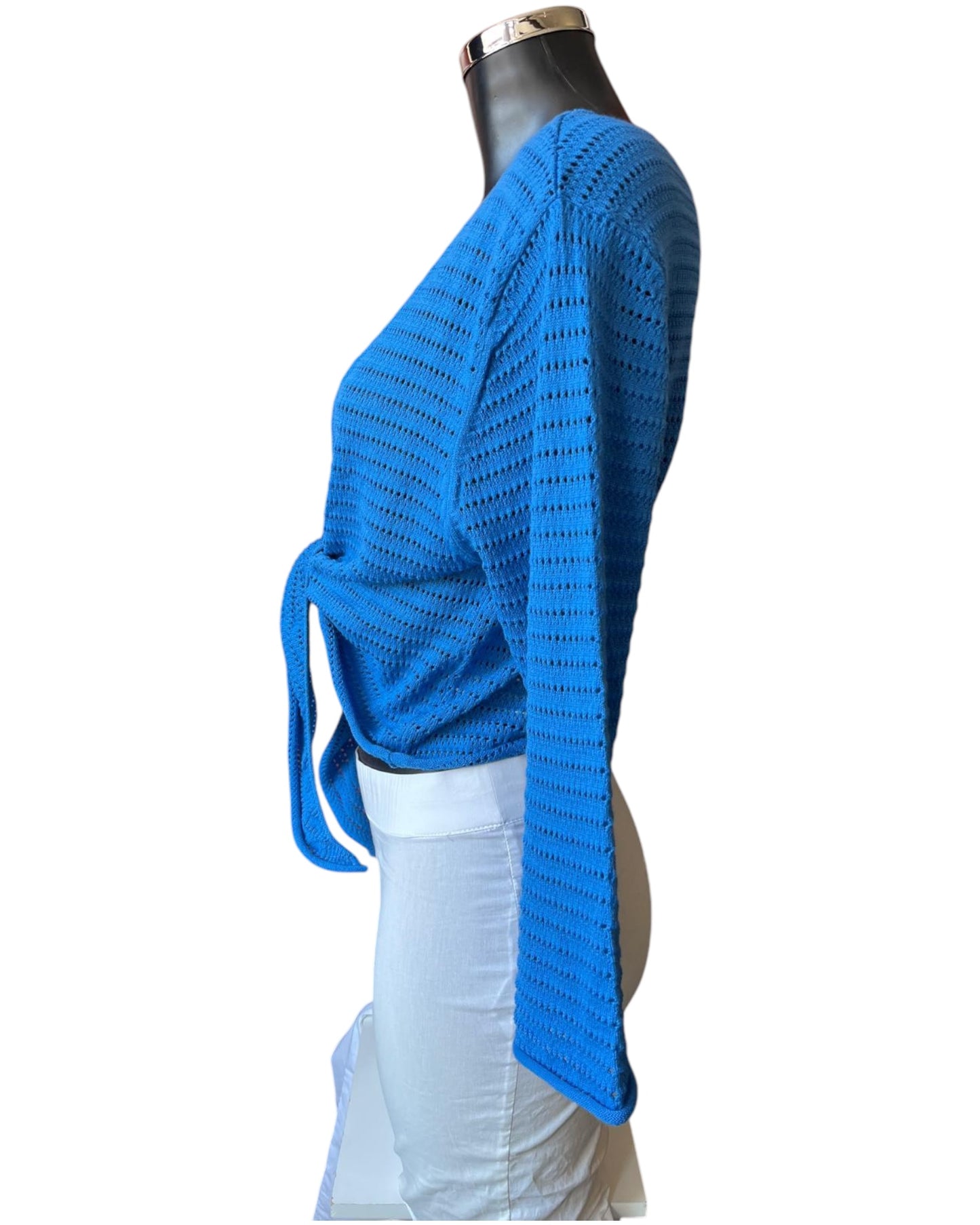 Orientique tie knit shrug - Electric blue