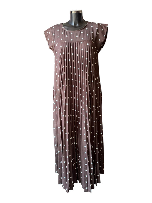Pixie pleated maxi dress - Chocolate spot