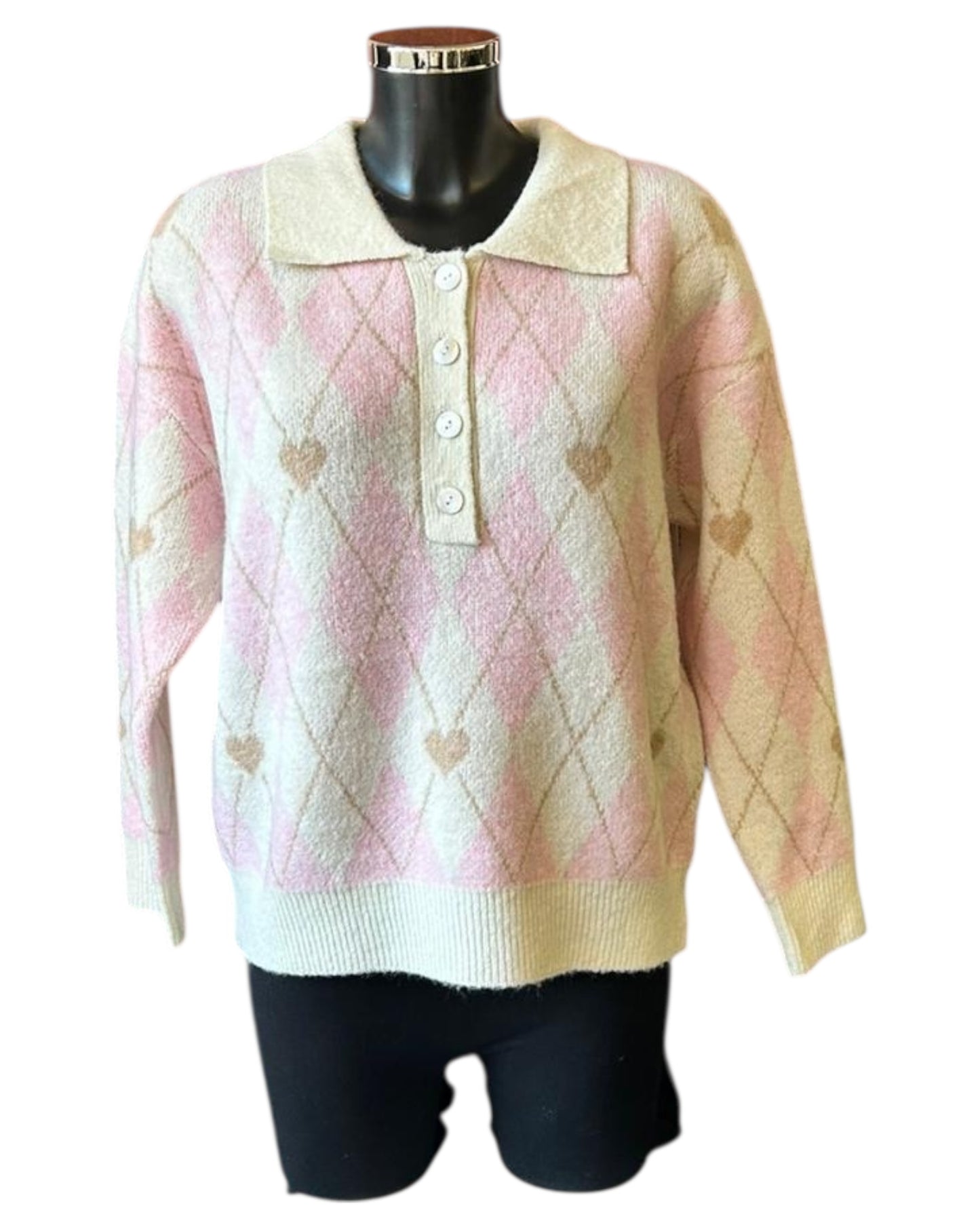 Lorna argyle print soft collared jumper