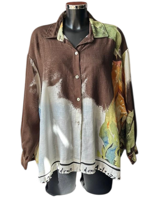 Caitlin landscape blouse - Chocolate