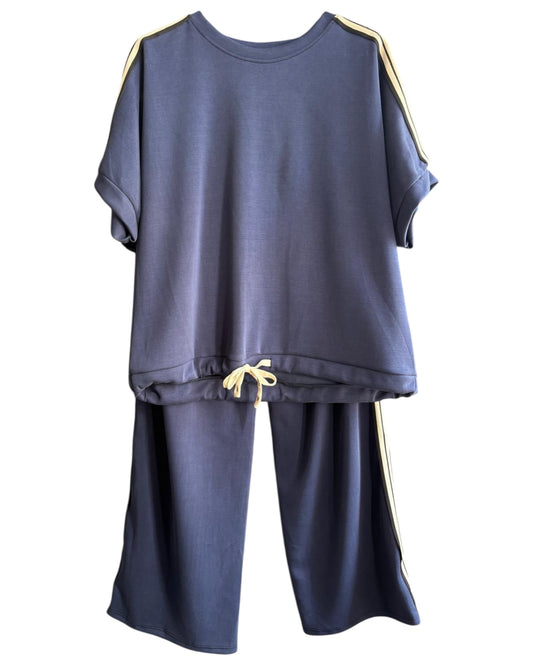 Darcy stripe side co-ord trouser suit - Navy