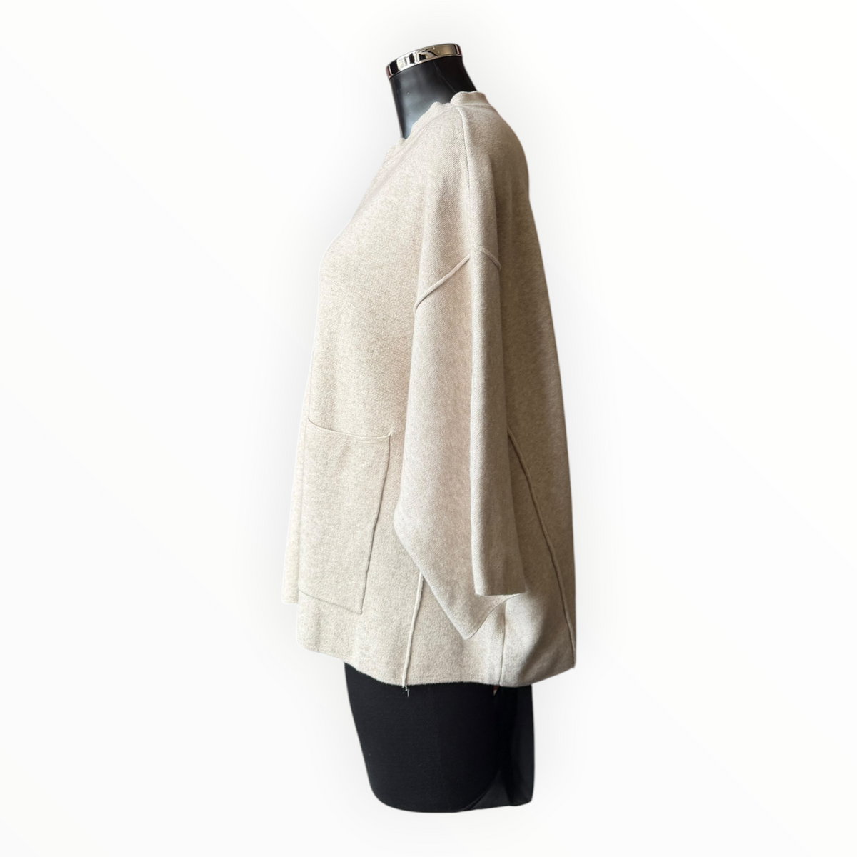 Evelyn premium knit pocket jumper - Beige
