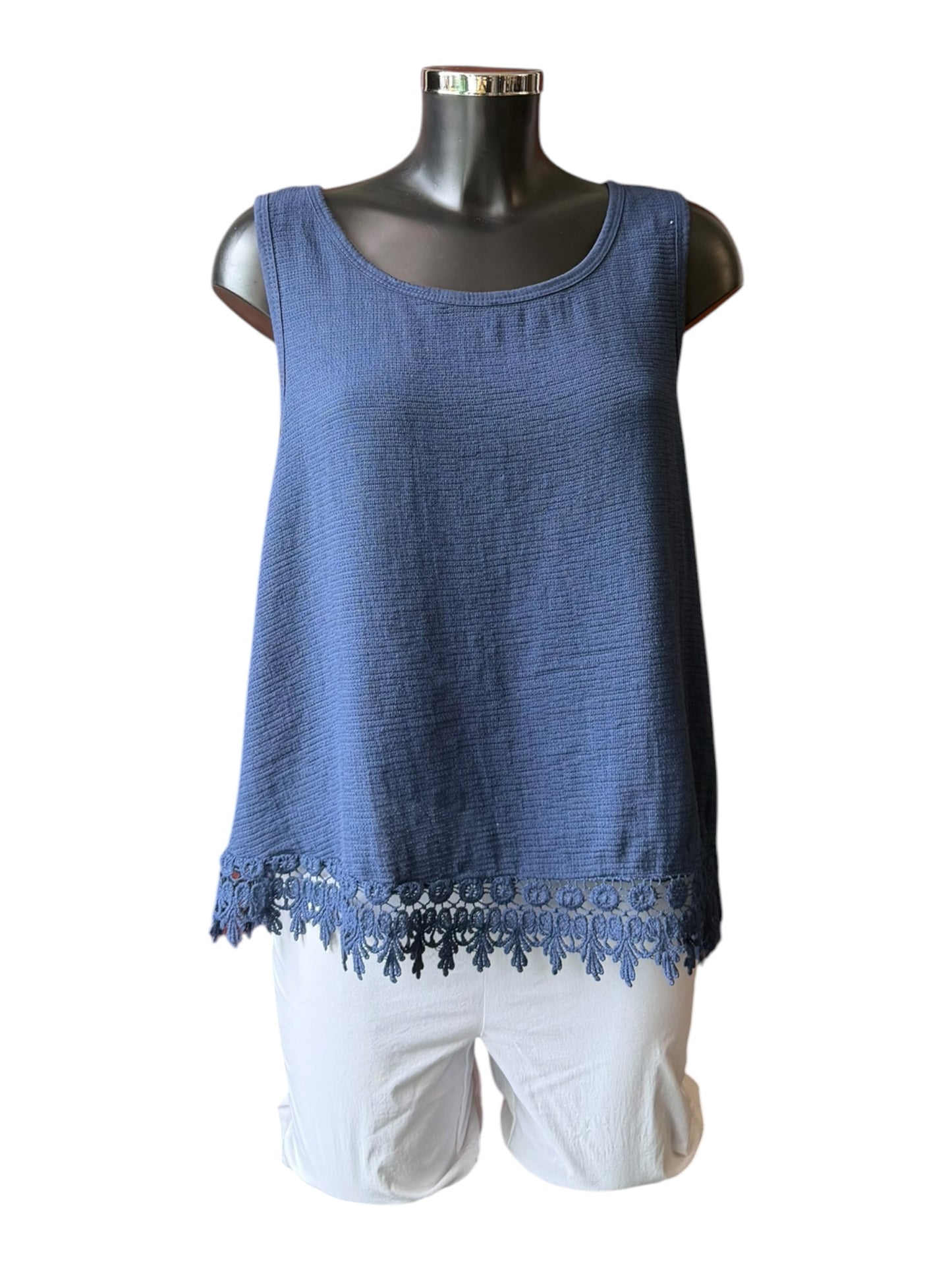 Fiona crochet trim vest top - Navy