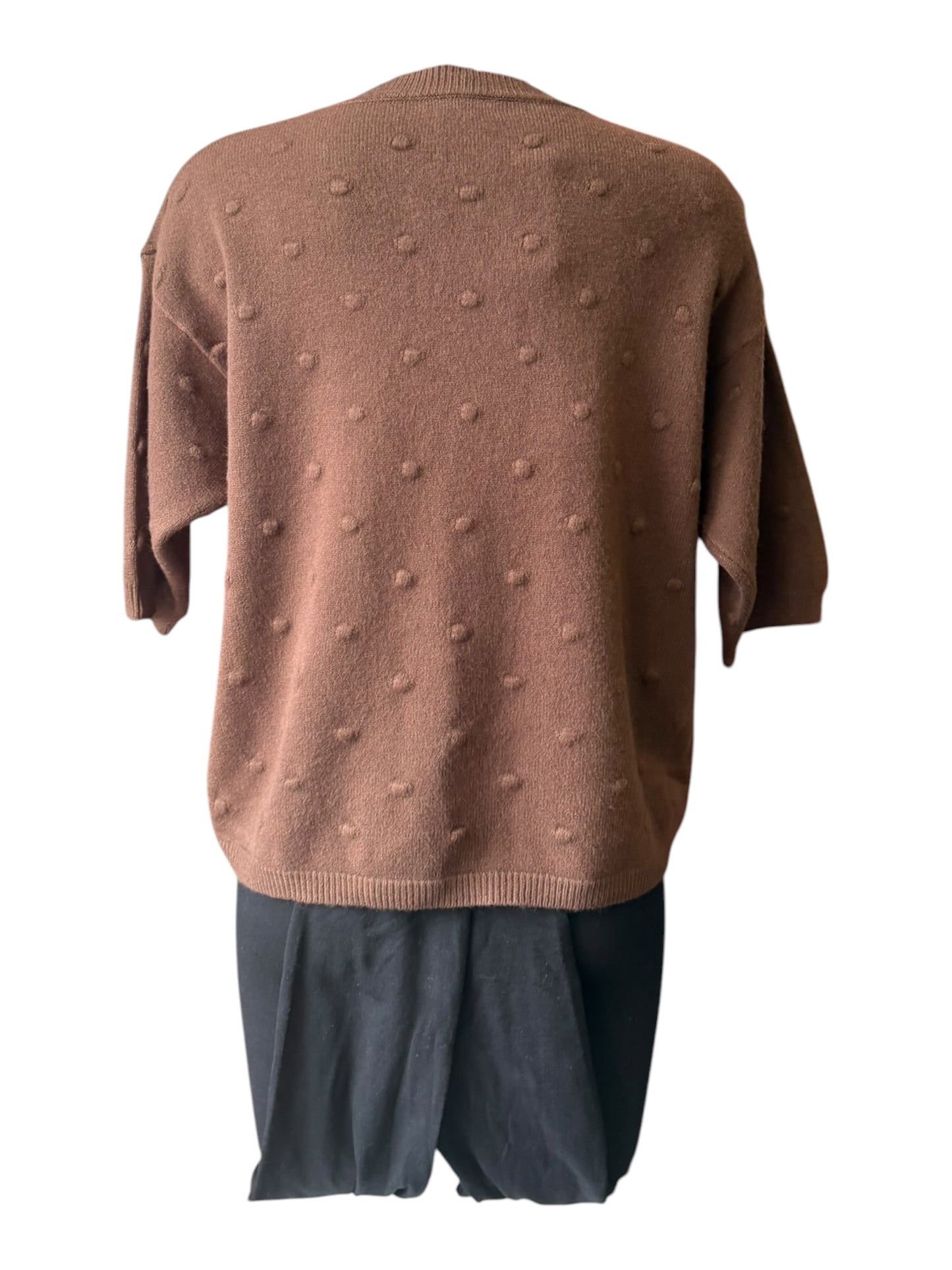 Sadie bobble knit short sleeve jumper - Brown