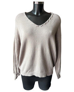Imogen v neck super soft jumper - Taupe