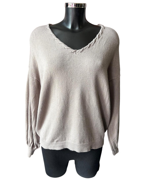 Imogen v neck super soft jumper - Taupe
