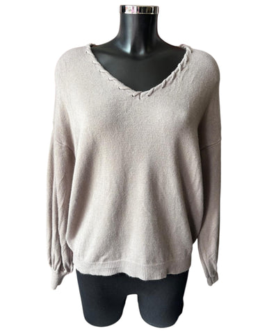 Imogen v neck super soft jumper - Taupe