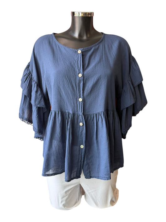 Sophia layered sleeve blouse - Navy
