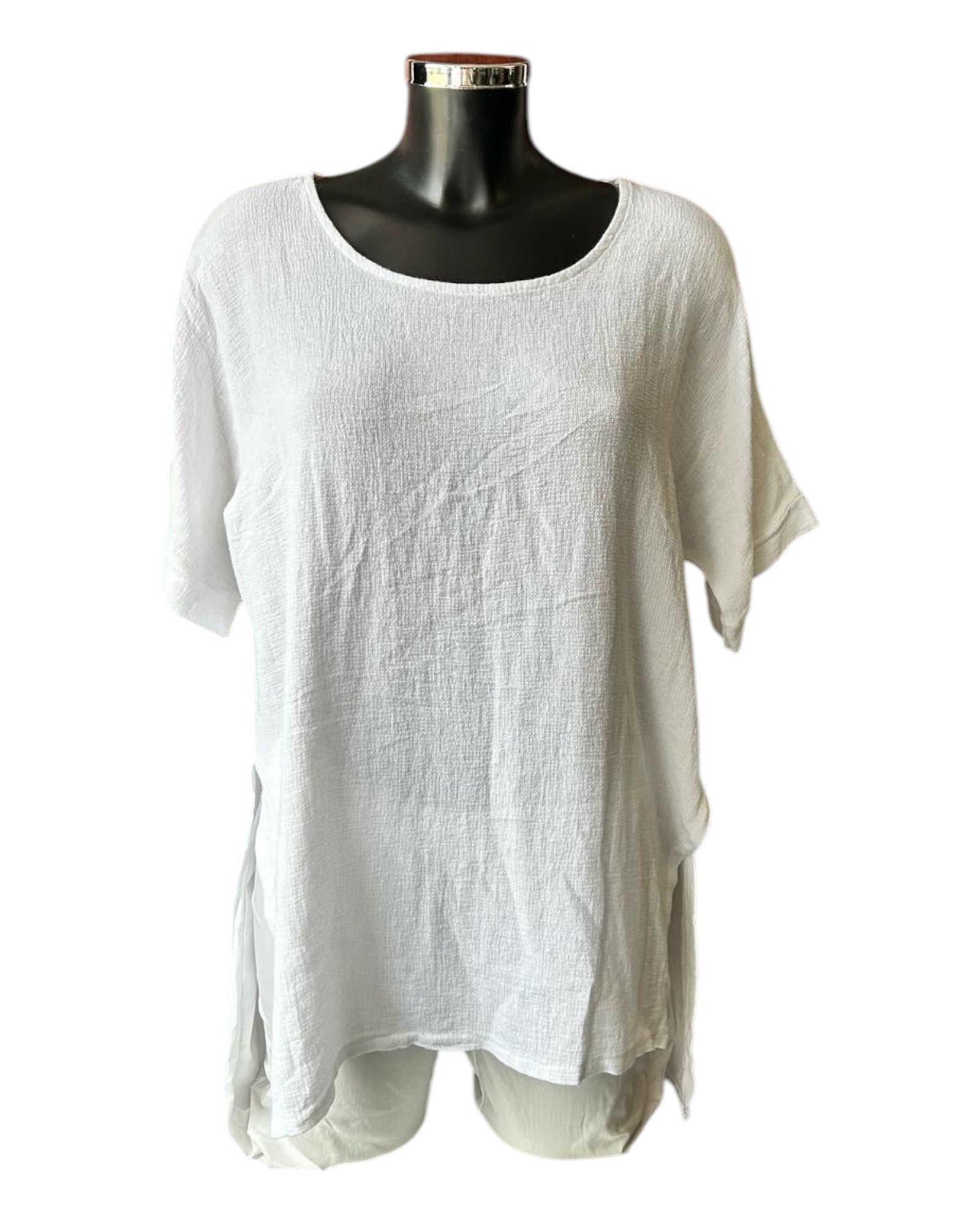 Casey range split side tunic top - White