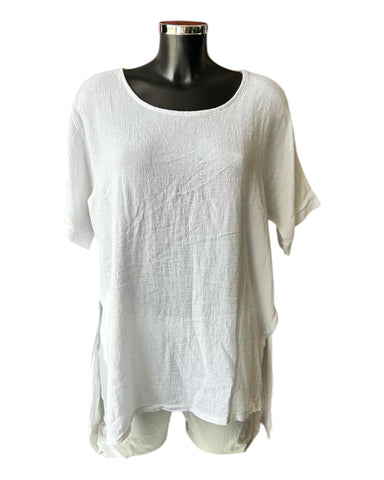 Casey range split side tunic top - White