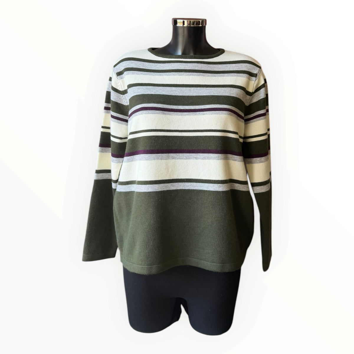 Leonie multi striped jumper - Khaki mix