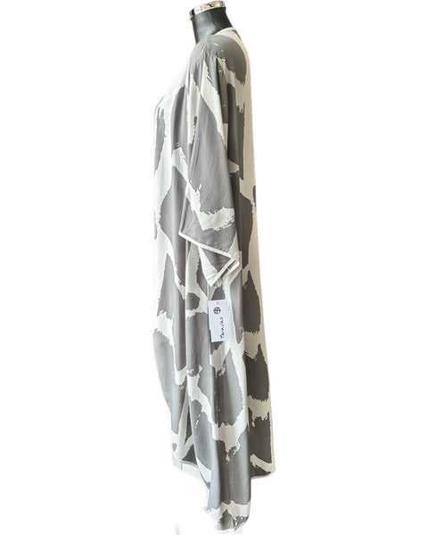 Tara Vao Karen long kimono - Grey/Ecru