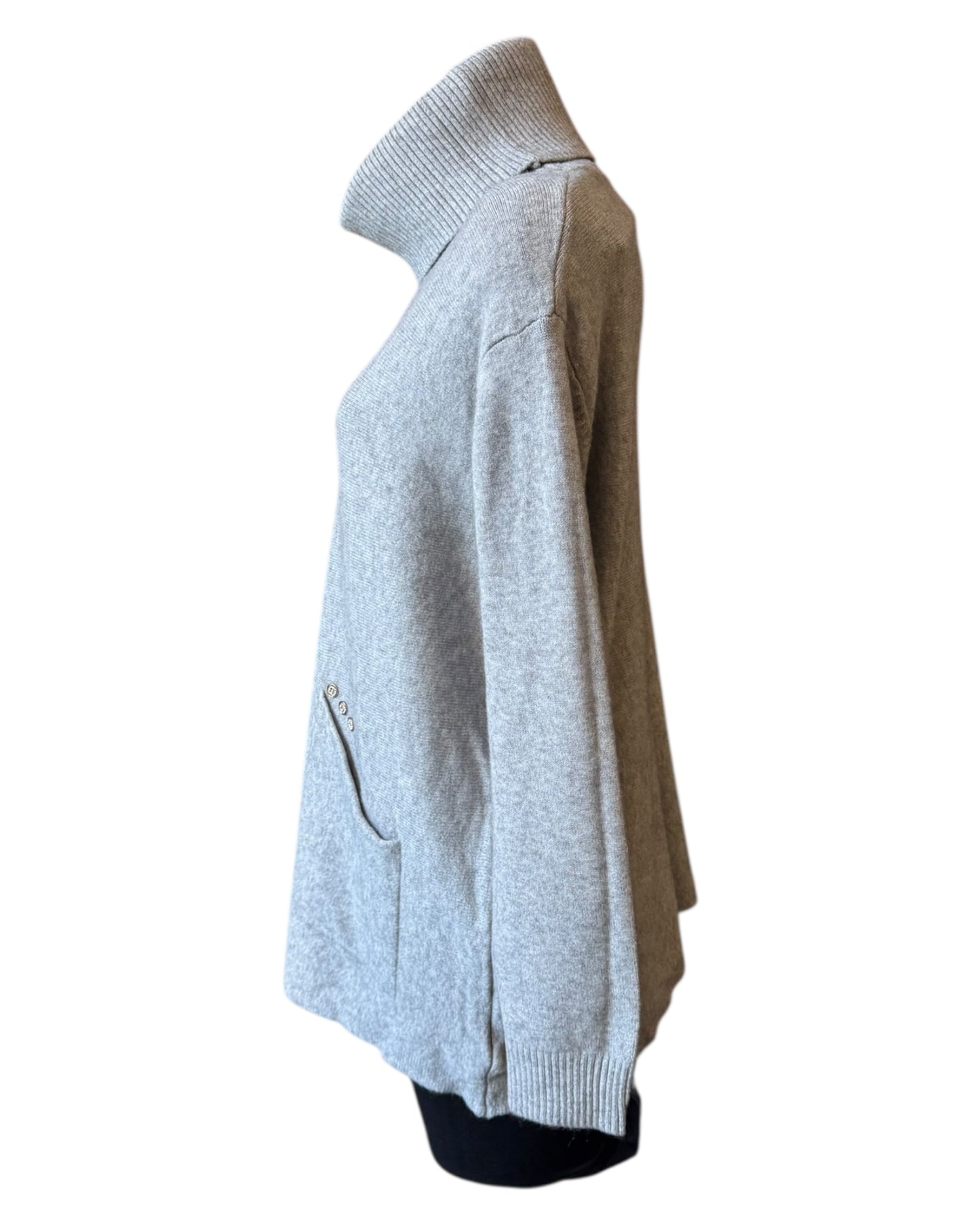 Eleanor soft knit roll neck pocket jumper - Grey