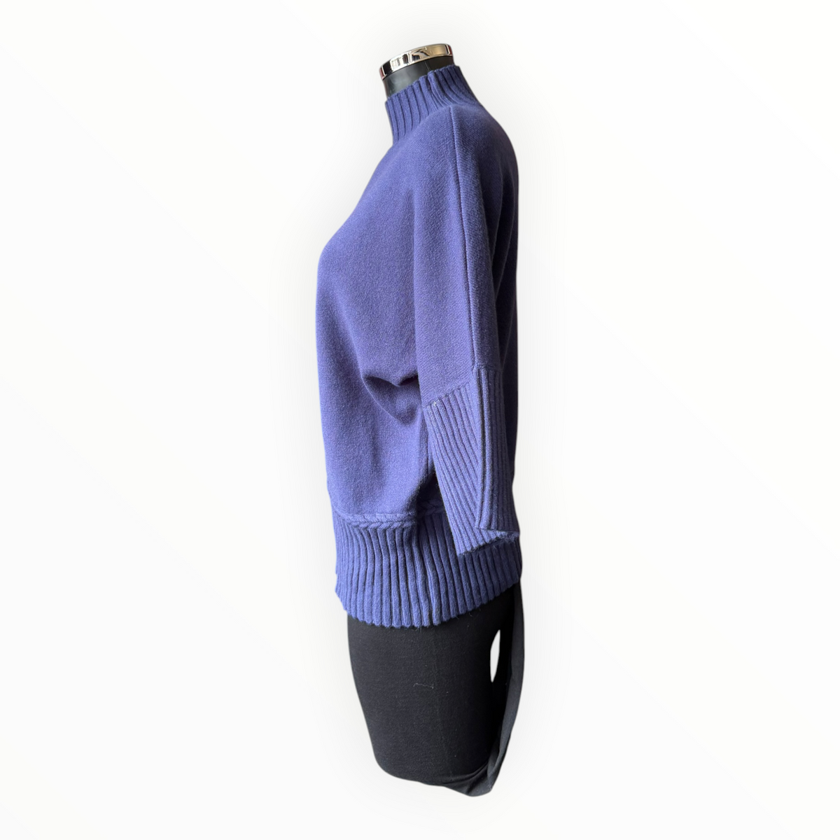 Abigail ribbed neck, hem & cuffs jumper - Navy