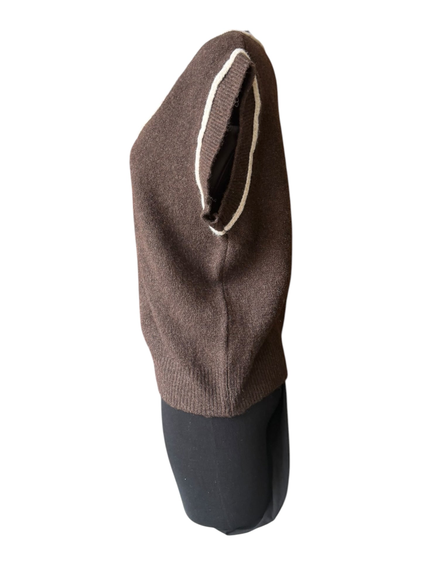 Morgan v neck contrast trim tank top - Chocolate