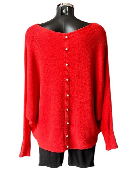 Cassie pearl back batwing jumper - Dark orange